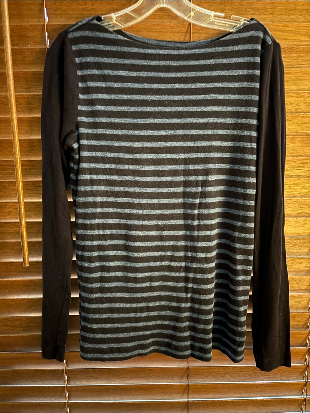 GAP Black and Light Gray Striped Long-Sleeve Tee